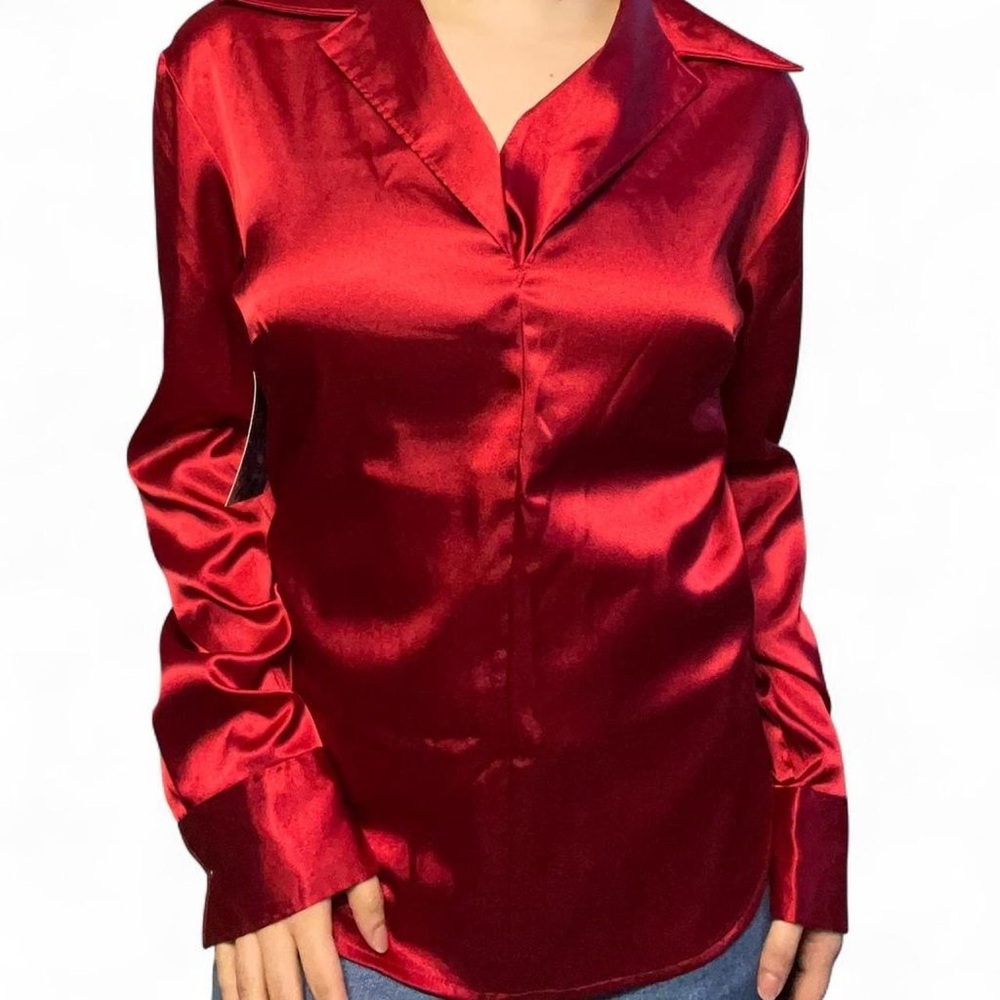 Express Shiny Red Women's Y2K Blouse NWT Size XS
